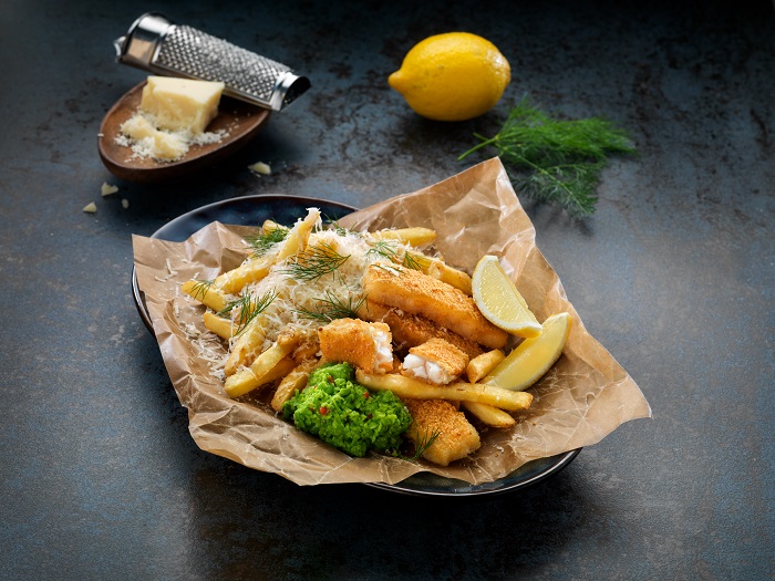 Dirty Fries med Glutenfria Fiskpinnar