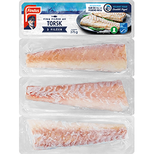 Fina filéer av torsk Findus förpackning