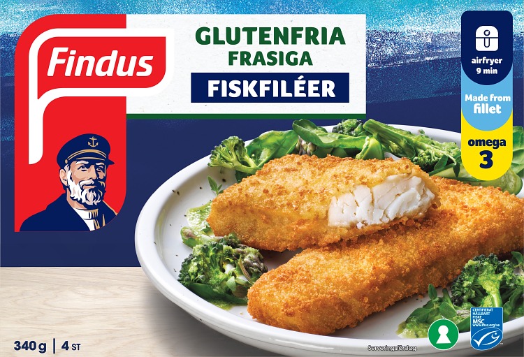 Förpackning Findus Glutenfria frasiga fiskfiléer