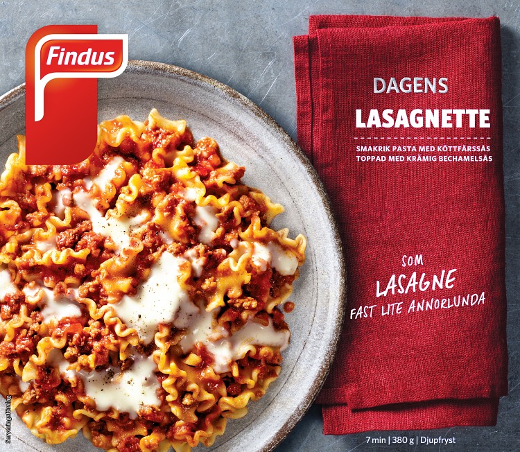Dagens lasagnette förpackning findus