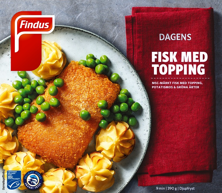Dagens fisk med topping förpackning findus