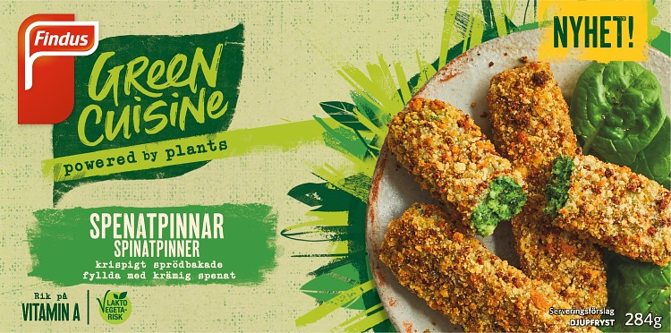 Förpackning Findus Green Cuisine Spenatpinnar