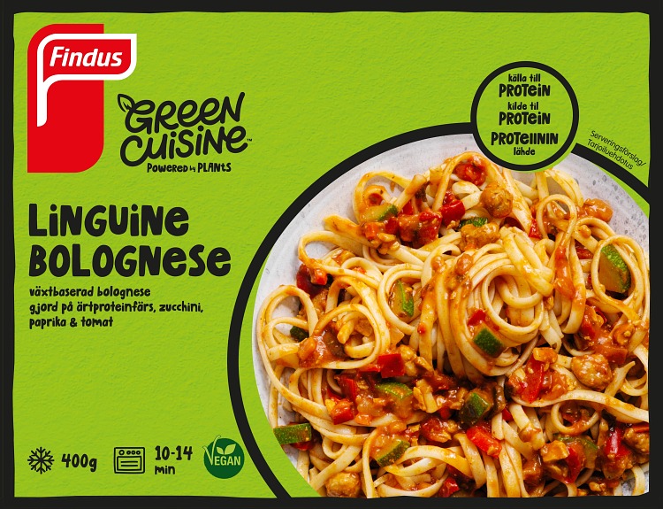 Förpackning Findus Green Cuisine Linguine Bolognese