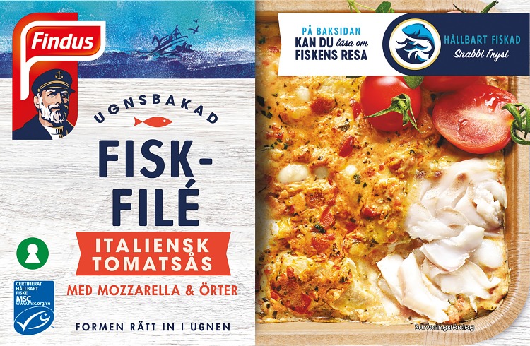 Förpackning Ugnsbakad fiskfilé Italiensk tomatsås
