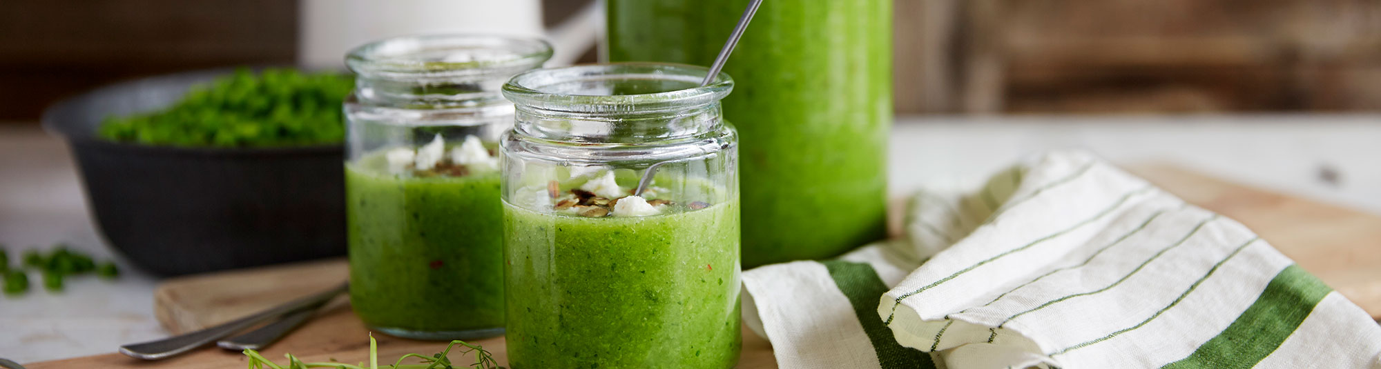 Gazpacho med ärter och honungsmelon