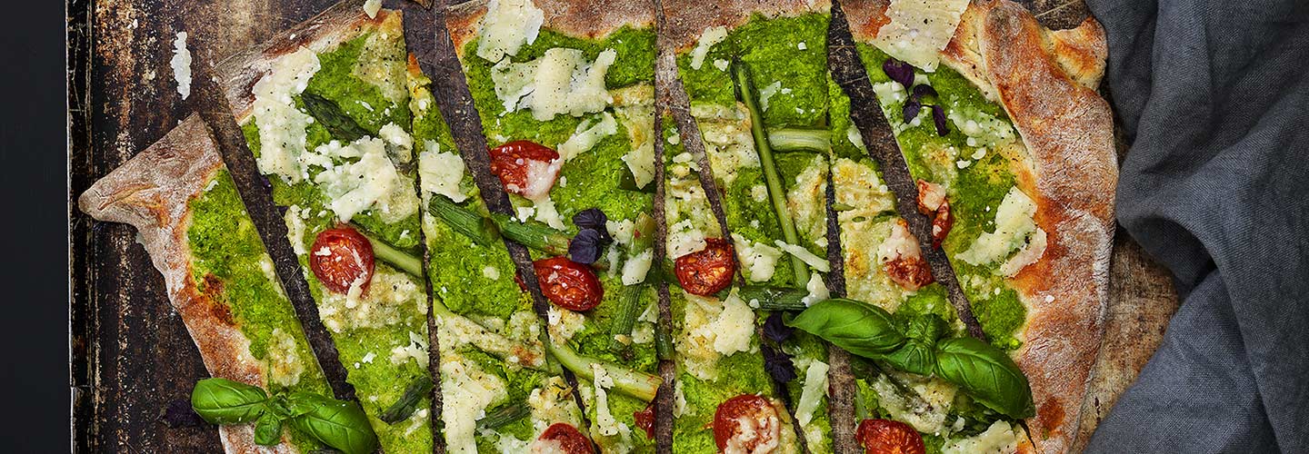 Vegetarisk pizza med ärtcreme