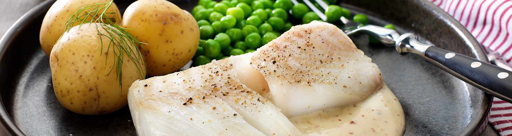 Torskrygg med senapssås och Ebba ärtor 