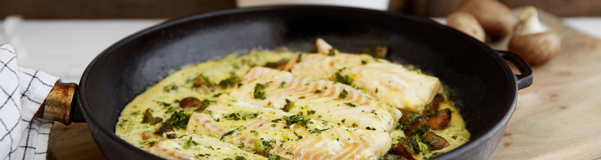 Kolja med svamp & grönkål