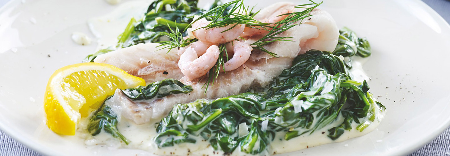 Pocherad torsk med citrondoftande spenat