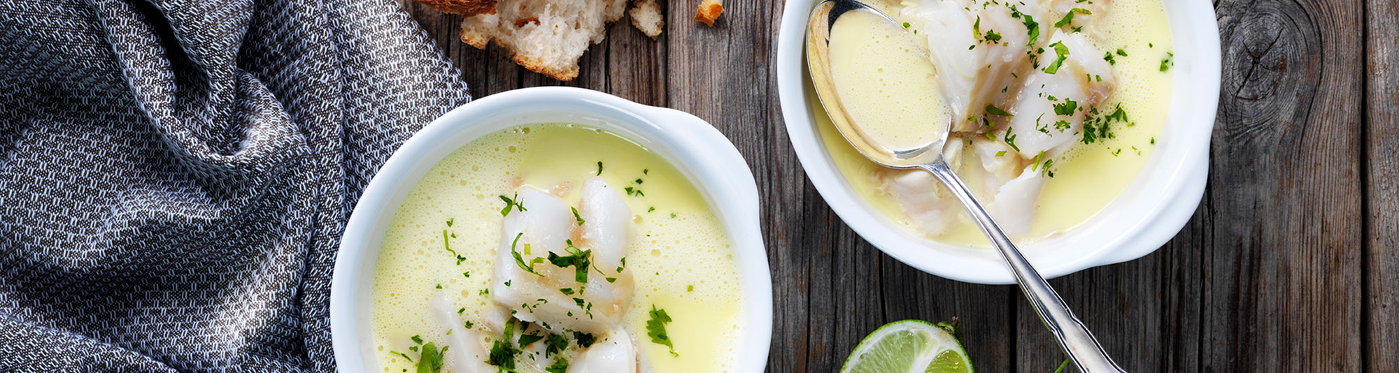 Thaisoppa med torsk, ingefära och lime