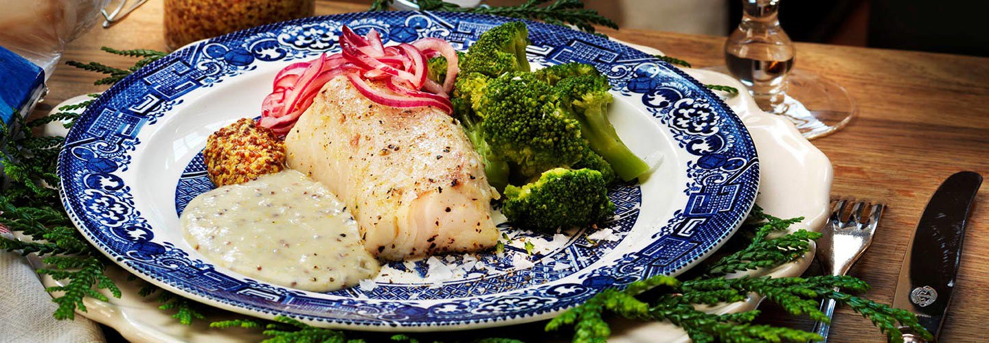 Ugnsbakad torskrygg med senapssås