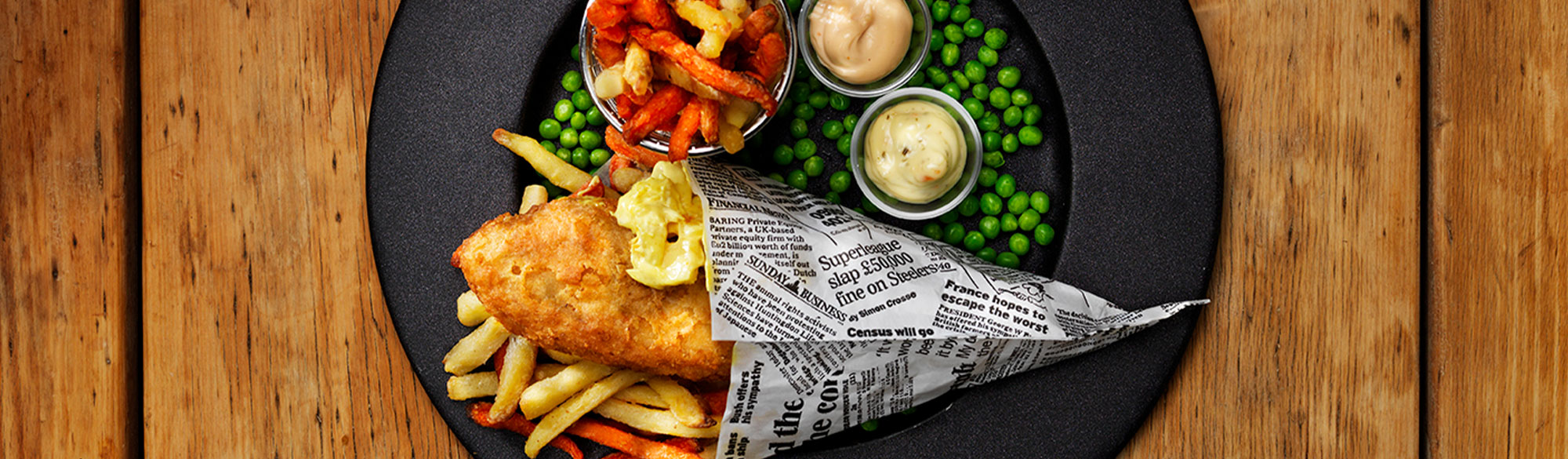  Fish and chips med rotfruktsstrips