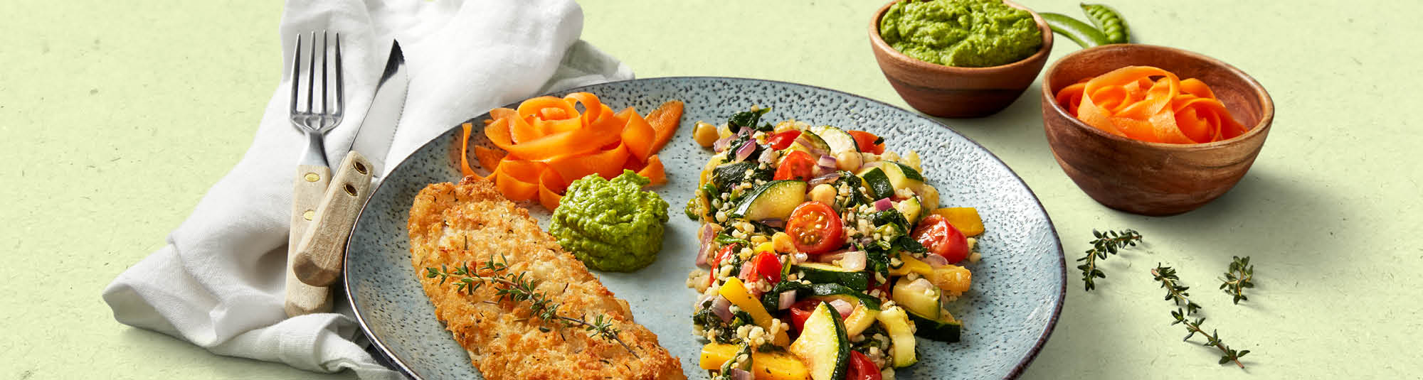Lättpanerad torsk med ärtpesto